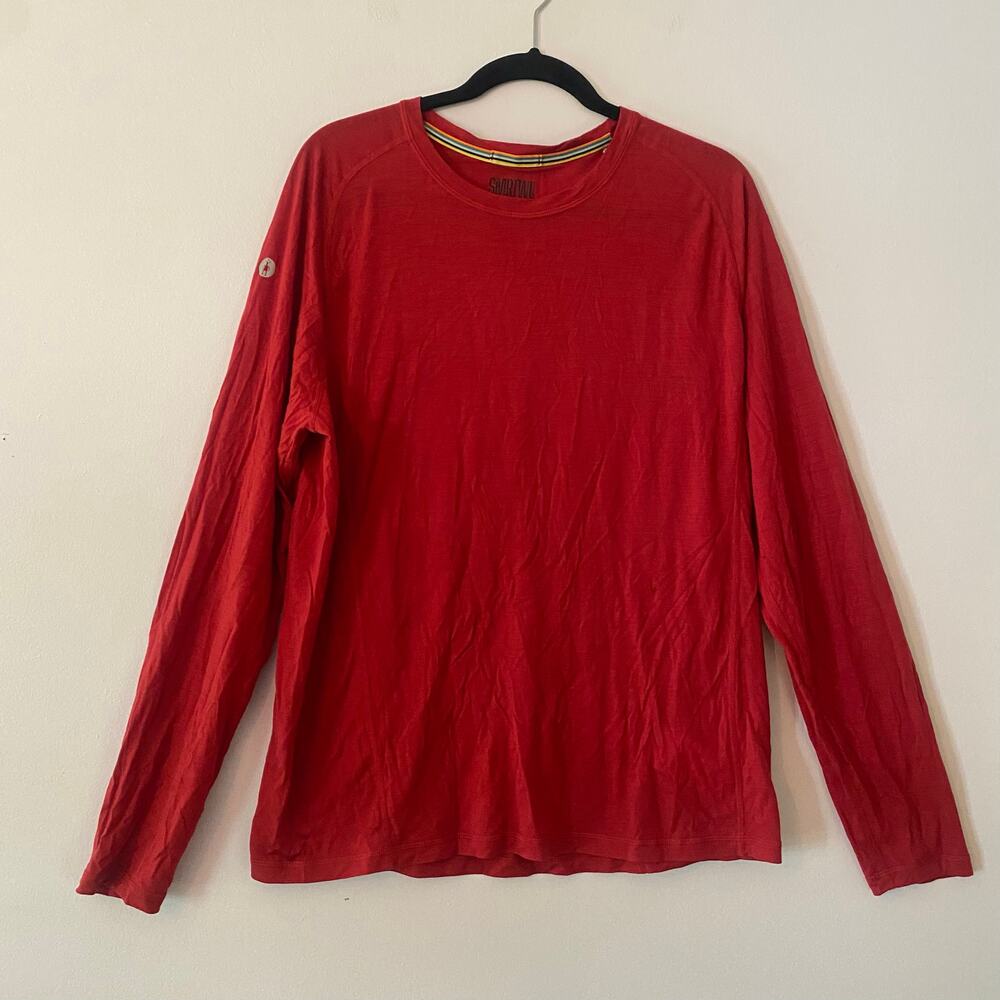 Smartwool Red Long Sleeve Merino Wool Gorpcore Base Layer Men's size Large